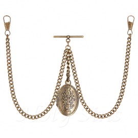 Holy Sins Jewellery Customizable Albert Pocket Watch Chain with Oval Locket Pendant – Handcrafted in the UK (14")