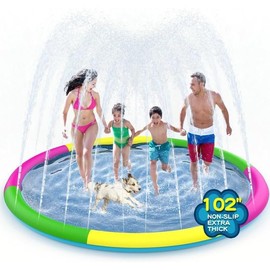 Growsland Splash Pad for Toddlers, Outdoor Sprinkler for Kids, 67" Summer Water Toys Inflatable Wading Baby Pool Fun Gifts for 3 4 5 6 7 8 9 Years Old Boy Girl Backyard Garden Lawn Outdoor Games - Style: 102''Non Slip