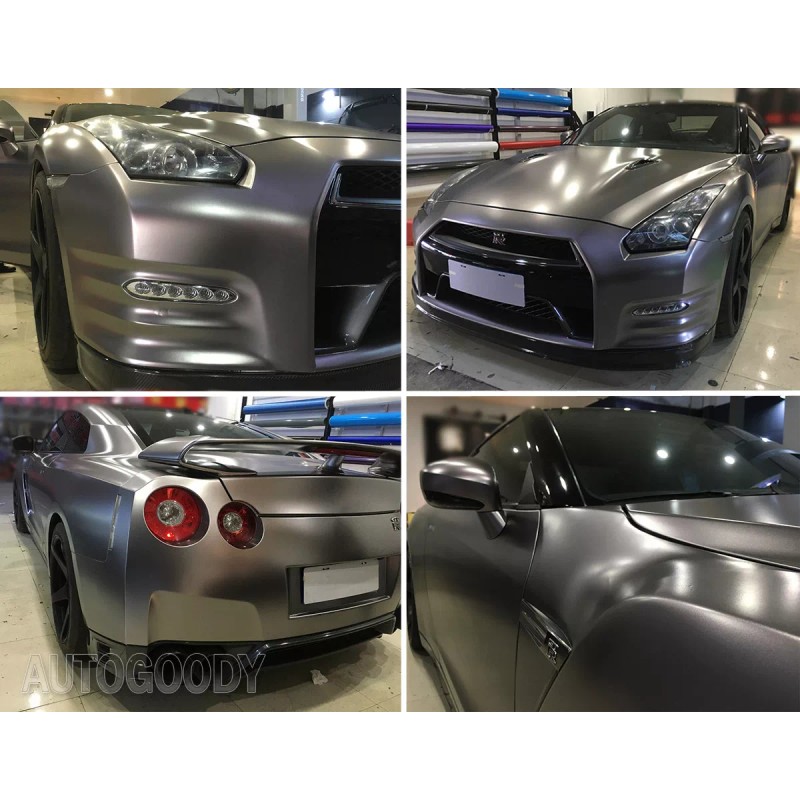 AUTOGOODY 96" x 60" Satin Matte Chrome Metallic Dark Gray