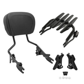 TCT-MOTORPARTS Black Detachable Backrest Sissy Bar Luggage Rack Docking Hardware Kits Fit for Harley Road King Glide treet Glide 14-25