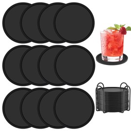 12PCS Posavasos para Mesa con Soporte, Portavasos de Silicona Antideslizantes, Posavasos para Bebidas Proteccin para Mesa para Vasos de Todos Los,... 