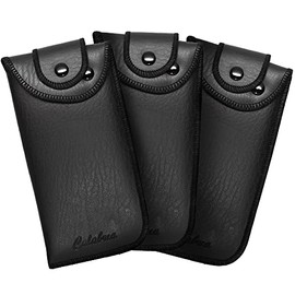 Calabria Vertical Snap Belt Loop Eyeglass Case Black 3Pack Men Women PU Leather Semi Hard Eye Glasses Holder Sunglass Pouch