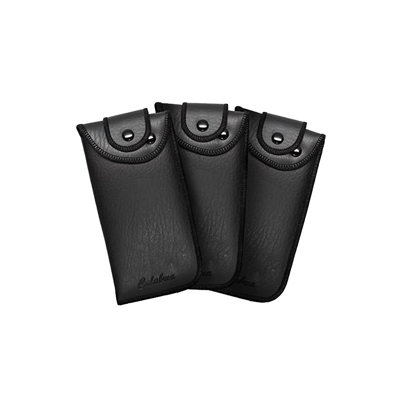 Calabria Vertical Snap Belt Loop Eyeglass Case Black 3Pack Men