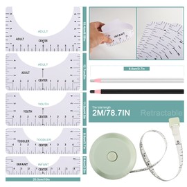 T-Shirt Ruler Guide, Clothes Measuring Tape, Sewing Mark Pencil for Adult Youth Toddler Infant