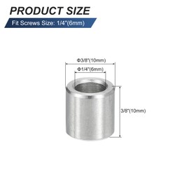 sourcing map 10 Pcs Stainless Steel Spacers, 6mm ID x 10mm OD x 10mmL 304 Stainless Steel Bushing Screw Standoff Unthreaded Round Spacer for 1/4" or M6 Screws Bolts Nuts