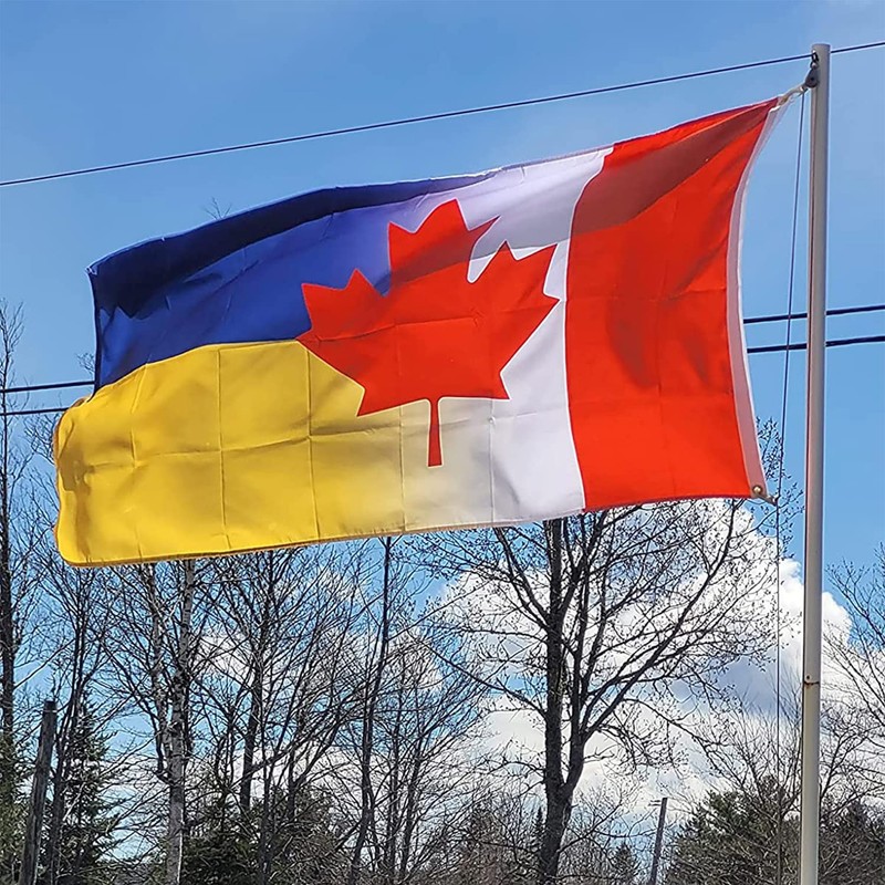 Canada Ukraine Flag 3x5 Ft -Double Sided Print Canadian Ukrainian