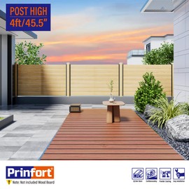 Prinfort 6pack 4FT (H: 45.5″) Matel Backyard Privacy Fence Panels Post Black, Install Fence Panels Post for Wood Slats Outdoor