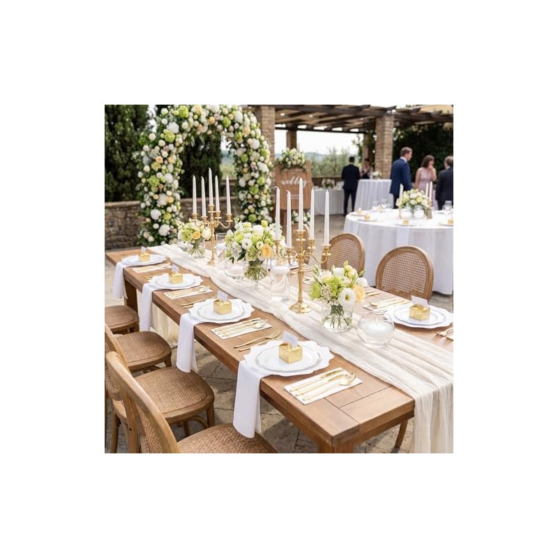 WDF 350PCS White and Gold Plastic Plates - Gold Plates