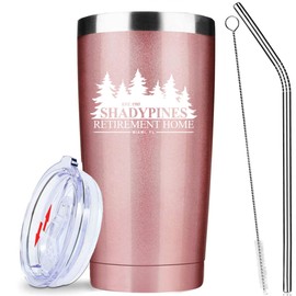 ATHAND Golden Girls Shady Pines Retirement Home, 80s Classic Lover 20oz Insulated Tumbler | Gift for Women | Stainless Steel Vacuum Tumbler Travel Coffee Mugs | Birthday Gifts (Rose Gold)