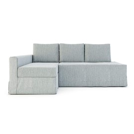 TLYESD Polyester Loose Fit Friheten Sleeper Sofa Cover for IKEA Friheten 3 Seat Sofa Bed Slipcover and Sectional Chaise Sofa Cover (Polyester Light Grey, Chaise on Left(face to Sofa))