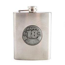 MDI Australia TF-ZEF_18 18th Engravable Metal Flask Engravable Hip Flask, Stainless Steel