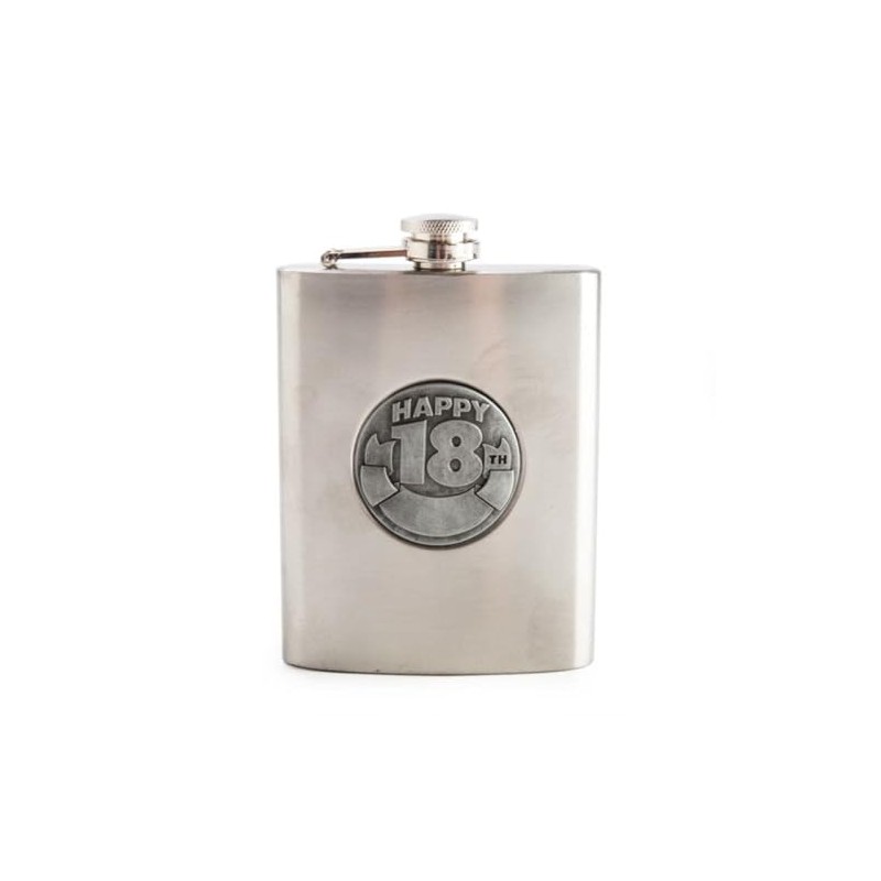 MDI Australia TF-ZEF_18 18th Engravable Metal Flask Engravable Hip Flask,