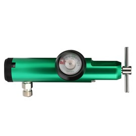 Measureman 0-15LPM Medical Oxygen Cylinder Regulator, 0-3000 PSI Pressure Gauge, Green Aluminum
