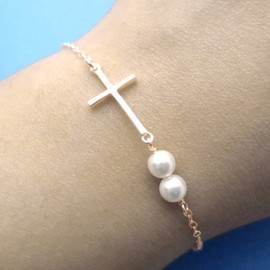 Aneneiceera Boho Love Bracelet Pearl Bracelet Freshwater Gold Paper Clip Chain Bracelet Everyday Bracelet Minimalist Hand Chain Jewellery Gifts for Women and Girls Bridesmaid Gifts (Love), Metal