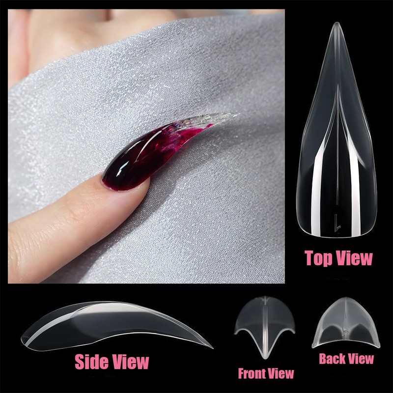 Eagle Claw Nail Extension Tips 140 Pcs Pre-Shaped PP Gel