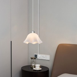 OmiSun Plug in Pendant Light, 2 Pack Hanging Lights with Plug in Cord, Hanging Lamp with15Ft Cord, On/Off Switch, Frosted Plastic White Shade, Plug in Hanging Ceiling Lights for Bedroom, Living Room