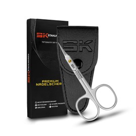 SK STAHLWAREN Premium Combination Cuticle Scissors Tower Tip, Cuticle Scissors 9.5 cm with Golden Screw, Cutting Length 2.5 cm Large (Precision Tips for Precise Removal of Cuticles)