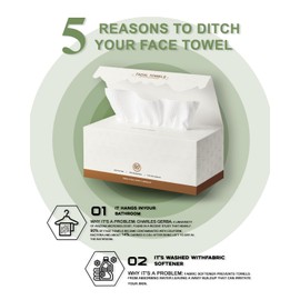 LUXU Disposable Face Towel with Super Absorbent,Extra Thick Soft Clean Facial Towels Plant Fiber Facial Washcloth Biodegradable Dry Wipes for Sensitive Skin,Cruelty Free-60 Count Rectangle