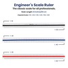 2 Pack Pacific Arc Engineer Triangle Scale Ruler 12 Inch