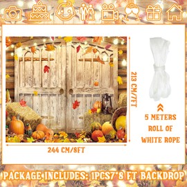Preboun 7 x 8 ft Fall Garage Door Banner Thanksgiving Backdrop Door Cover Hanging Autumn Garage Door Decorations Banner Fall Holiday Party Background Sign for Wall Door House Decor