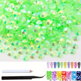 10000pcs 4mm Light greenABbedazzling gem Flatback Rhinestones Bulk Colorful Rhinestones for Nails DIY Nail Art, face Stickers, Body Art, Clothes, Bags, Craftsman's Jewelry