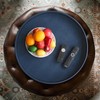 HofferRuffer Large Round Serving Tray 24'', Elegant Faux Leather Circle