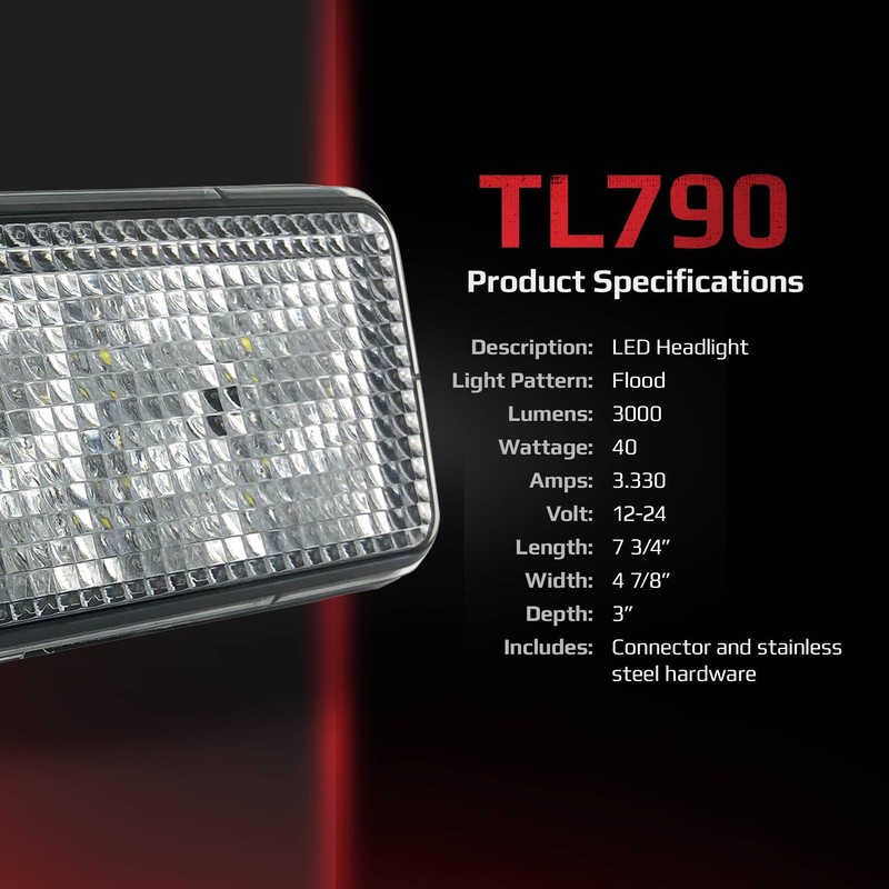 TIGERLIGHTS 12V LED Headlight - Compatible with/Replacement for Kubota SVL65-2,
