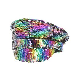 Smiffys Sequin Captains Hat, Rainbow, Party & Carnival Fancy Dress, Adult Dress Up Hats