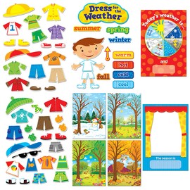CTP Seasonal Dress for The Weather Bulletin Board Set, 57 Pieces (Creative Teaching Press 1640), 3"-17.5", Multi Color