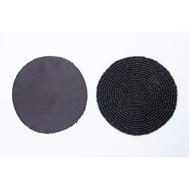 Handmade Glass-Beaded Non-Slip Absorbent Coasters Circle; All Cup Sizes and All Tabletops; Silver, Black, Gold, Red; Pack of 4/6/8/12 (4, Black)