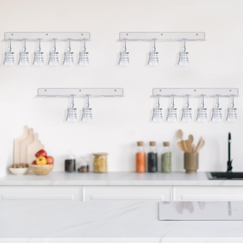 Barydat 8 Pcs Acrylic Champagne Wall Holder Clear Wine Glass