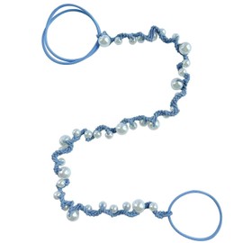 Spiral Hair Ties for Women No Hook, 25" Hand Braided Pearl Ponytail Holders Soft Pony Tail Wrap for Sports,Workouts,Daily Use,Swim,Beach, No-Damage Hair Accessories Hair Accessories (Steel Blue)