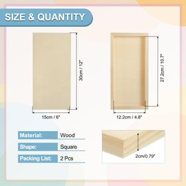 sourcing map 2 Pack Wood Canvas Boards, 6x12 Inch Art Canvases Square Unfinished Wood Panel for Painting, Crafts, DIY Projects, Pouring Art