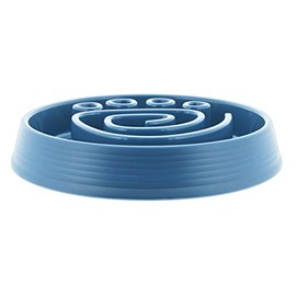 TarHong 9" Polypropylene Pet Bowl Feeder - Slow Chow Paw Print Maze Design (Blue)