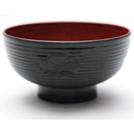 Unbranded 2 PCS. Japanese Miso Soup Rice Bowl 4.5"D Lacquered Ume Black Red Made in Japan