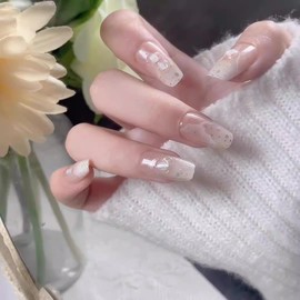 Nail Tip, 2024 False Nail Tip, Short, 24 Pieces, Popular, Nail Supplies, Nail Stick, 3D, Just Paste False Nails, Wedding Nail Tip, Reusable, Bridal Nails, Fashion, Nails, Weddings, Graduations, Dating