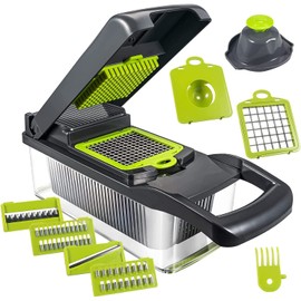 Vegetable Chopper,15 in 1 Vegetable Slicer Cutter with 8 Blade Onion Chopper Vegetable Cutter for Onion Potato Tomato Cucumber Carrot, Container, Hand Guard