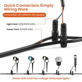 Junview 24Pack Low Voltage Wire Connector Landscape Lighting Fastlock Connectors Waterproof Replacement Landscape Light Cable Connector 12-20 Gauge Wire Connectors for Landscape Lighting Path Lights