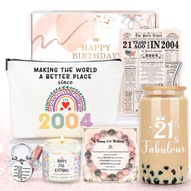 21st Birthday Gifts for Her 21 Year Old Birthday Gifts for Her Fabulous Gift for 21 Year Old Female Happy 21st Bday Decoration Gift Box with Cup Bracelet Bag Candle Keychain for Women Girl Daughter