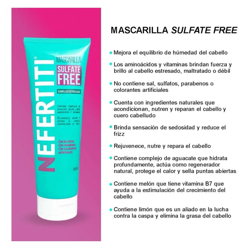 Nefertiti Shampoo y Mascarilla Sulfate Free para Cabello Dañado –