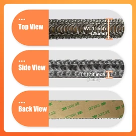 Protalwell Self Adhesive Stove Window Glass Gasket Tape, 1" Width 72" Length, Flat Stove Door Glass Gasket, Self Stick Flat Gasket Tape for Stove and Fireplace Window Glass