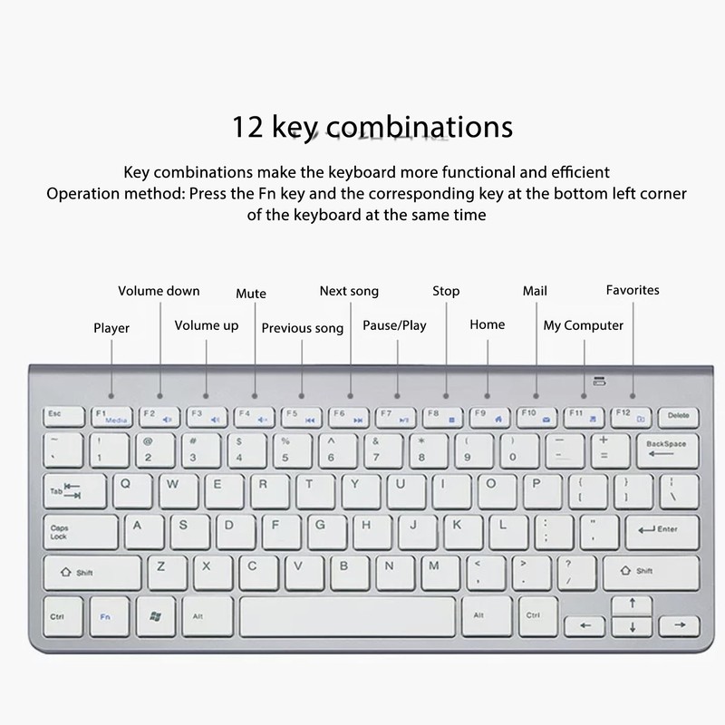 Smart Wireless Keyboard Mouse Kit Silent LED Indicator Waterproof Power