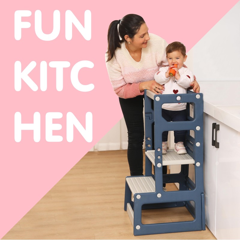 SDADI Mother's Helper Adjustable Height Plastic Kitchen Step Stool for
