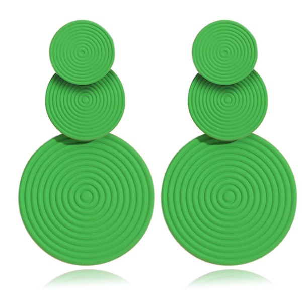 Retro 80s Neon Earrings Round Disc Dangle Drop Earrings for