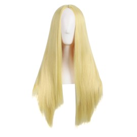 MapofBeauty 28 Inch/70cm Women Special Long Straight Synthetic Wig (Blonde Yellow)