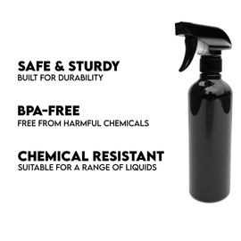 Hildbrandt 16oz 500ml Empty Plastic Spray Bottles for Cleaning Solutions Tattoo Flower Mist Bottle Hair Salon Tool Hair Dressing Refillable (Black, Small-5)