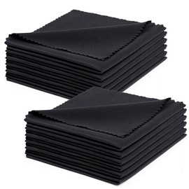 ACWOO 12 Glasses Wipes 20 x 20 cm - Microfibre Cleaning Cloth, Glasses Cleaning Cloths Extra Soft & Absorbent, Black