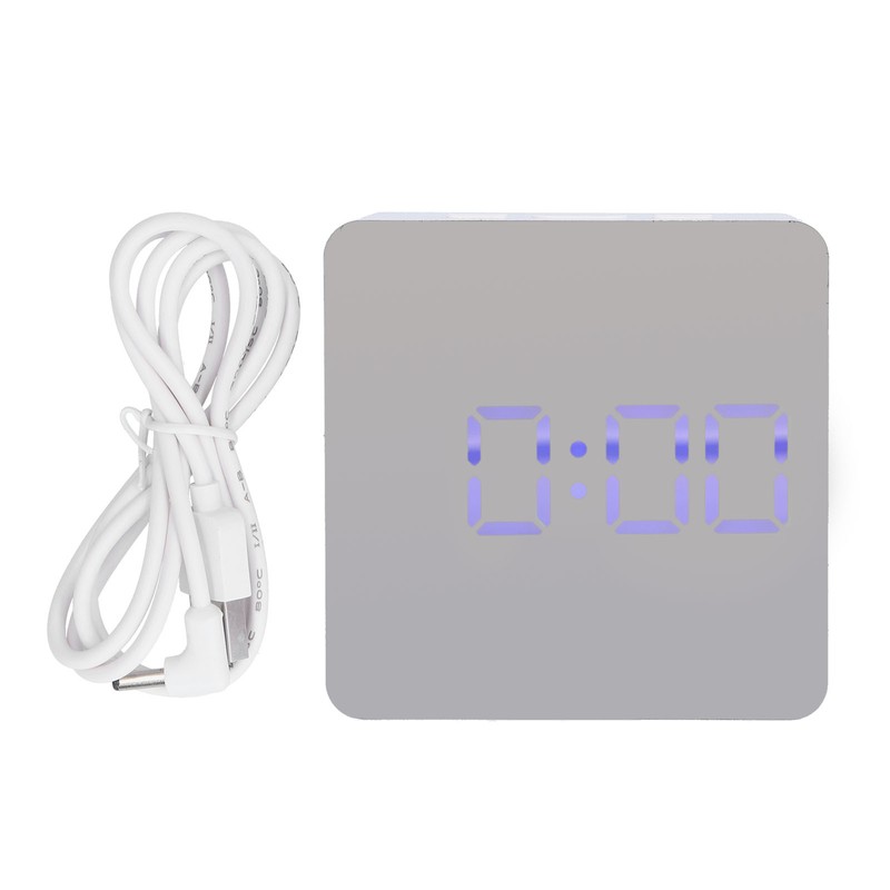 LED Mirror Clock Square Automatic Battery Powered Temperature Smart Clock