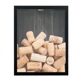 Hodeframe 8x10 Wine Cork Shadow Box with Slot on Top, Top Loading Shadow Box Frame, Wood & Real Glass Shadow Box Display Case Frame Ready to Hang Pins, Awards, Medals,Photos, Black