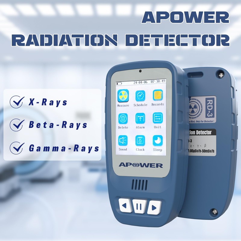 APOWER Geiger Counter Nuclear Radiation Detector, Portable Handheld Dosimeter Beta,